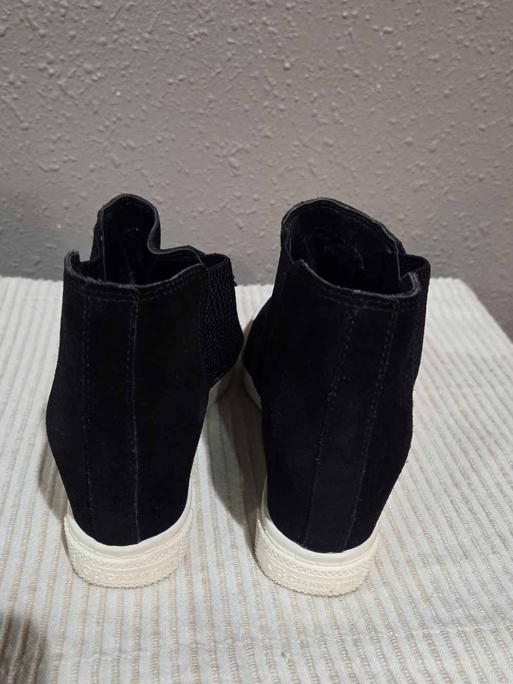 Gianni Bini Black Suede High-Top Sneakers with White Sole